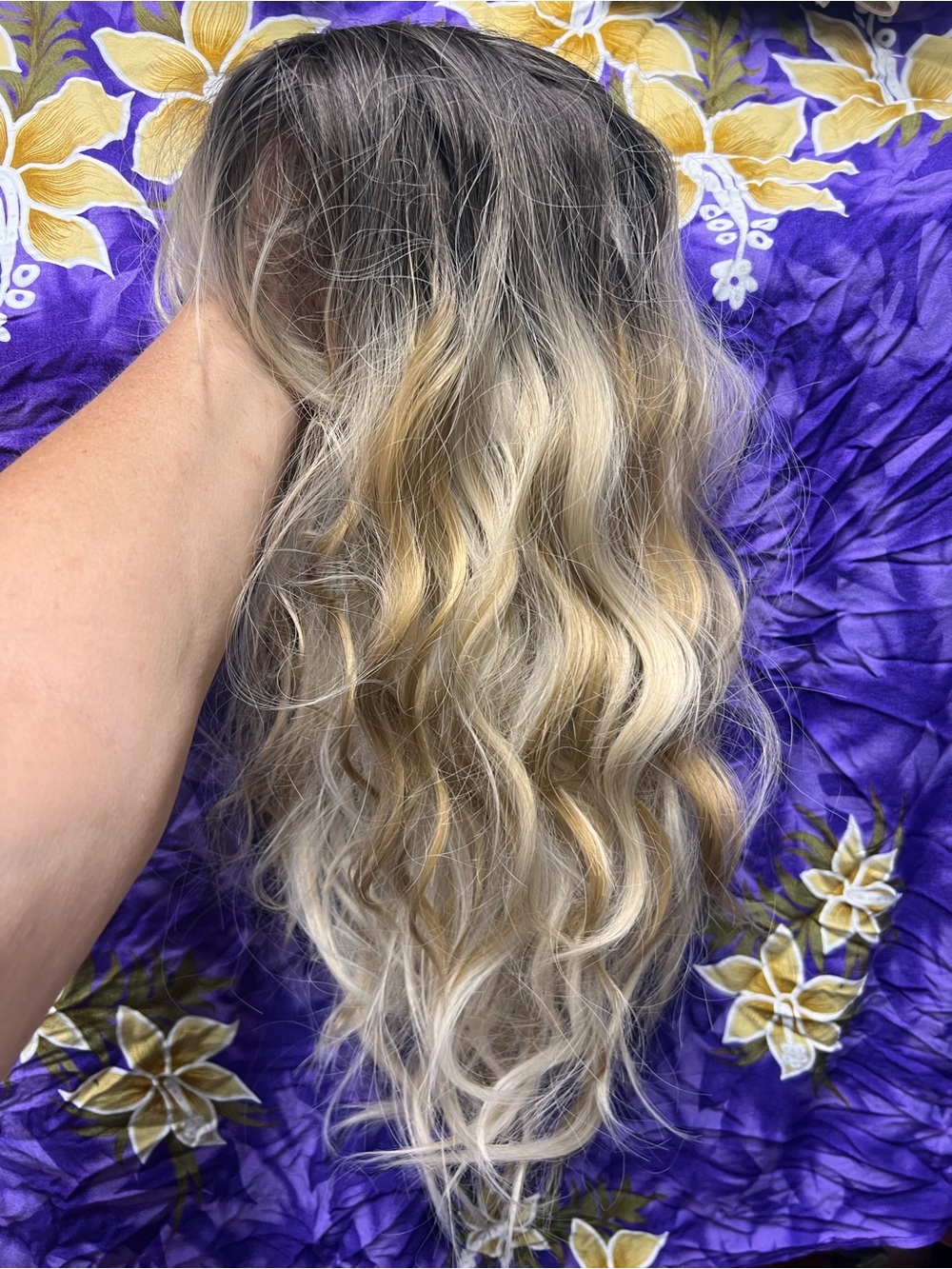 Blonde Ombre Wavy Hairpiece - Natural Root to Light Blonde